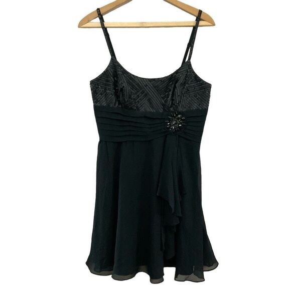 BCBGMaxAzria Black Silk Sequins Dress size 8 - Picture 1 of 10